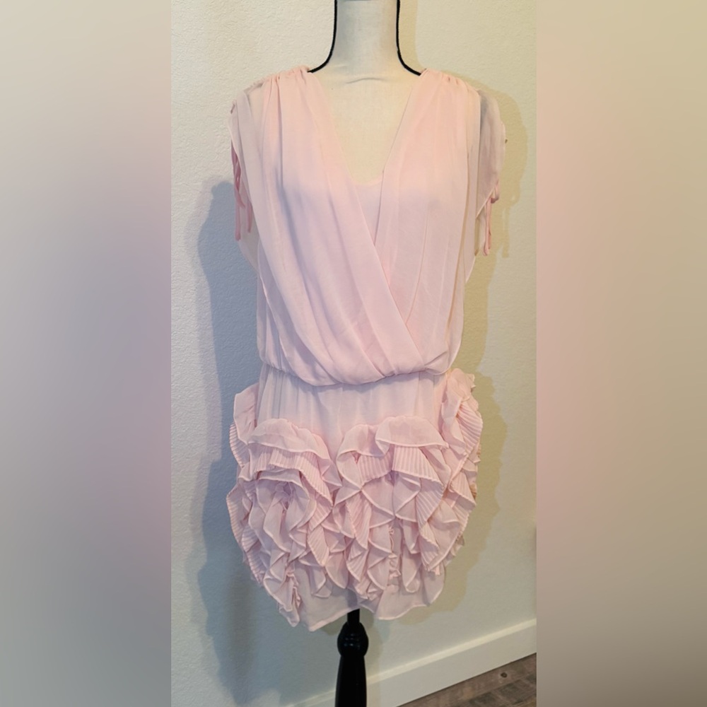 Beautiful Chiffon Baby Pink Mini Dress. NWT